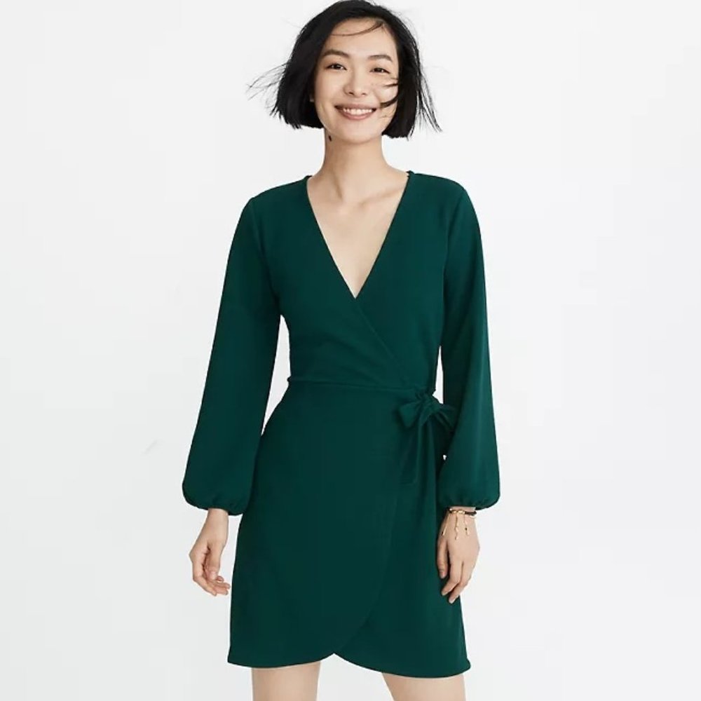 Madewell Texture & Thread Long-Sleeve Faux Side-Tie Dress Medium